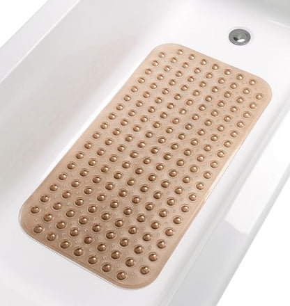 Large Non-Slip Bathtub & Shower Mat 31 inch x16 inch (Smooth/Non-Textured Tubs Only) Safe, Clean, Machine-Washable, Superior Grip&Drainage, Vinyl, Transparent Brown, Medium - color: Transparent Brown, size: Large (31"x16")