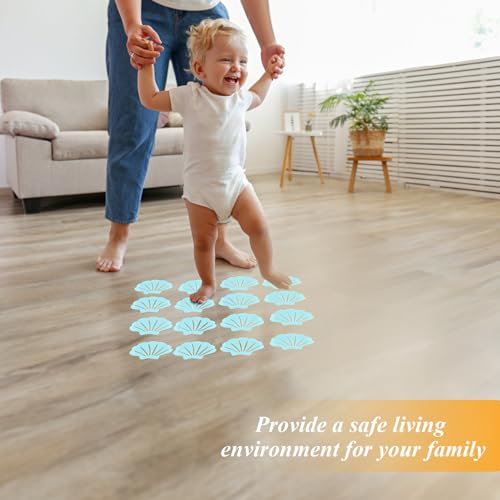 12Pcs Blue Bathtub Stickers Non Slip Shell Shaped | Safety Shower Treads, Adhesive, For Bathroom Bathtub, Shower Floor - color: Blue