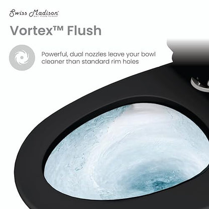 Ivy One Piece Toilet Dual Vortex Flush in Glossy Black 1.1/1.6 gpf - color: Glossy Black, size: 12" Rough-in