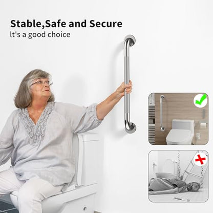 36 Inch Polished Chrome Shower Grab Bar with Anti-Slip Knurled Grip | YuanDe Stainless Steel Bathroom Grab Bars,Shower Handrail Support, Handicap Elderly Balance Assist Handles-2Packs - color: Chrome, size: 36inch-2Pack