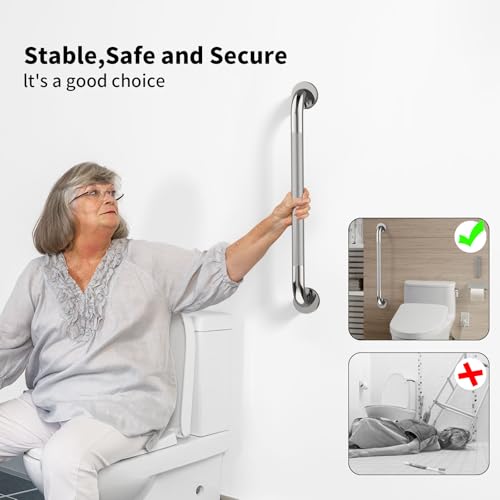32 Inch Polished Chrome Shower Grab Bar with Anti-Slip Knurled Grip | YuanDe Stainless Steel Bathroom Grab Bars,Shower Handrail Support, Handicap Elderly Balance Assist Handles-2Packs - color: Chrome, size: 32inch-2Pack