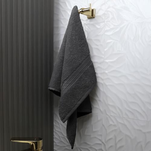 Hand Towels Set of 4 - Terry Cloth & Absorbent, Large (16"x 28") 100% Cotton, Soft, Cozy - Versatile, Perfect as Cozy Hand Towel Set, Hotel Quality Towels, Face Cloths - Anthracite - color: Anthracite