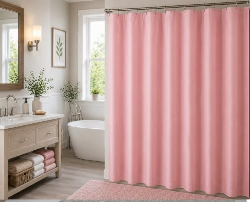 BH Home Shower Curtain Polyester Fabric Water Resistant Shower Curtain or Liner. Hotel Collection Quality.(Rose) - color: Rose