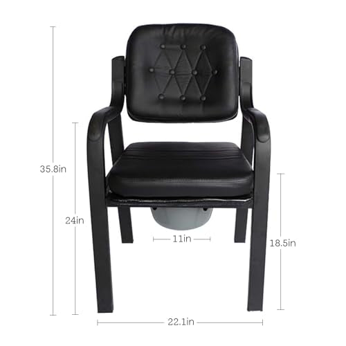 Dyale Deluxe Comfort Commode with Padded Seat Heavy Duty Bedside Commode Chair,Elderly Bathroom Safety Frame Toilet Seat