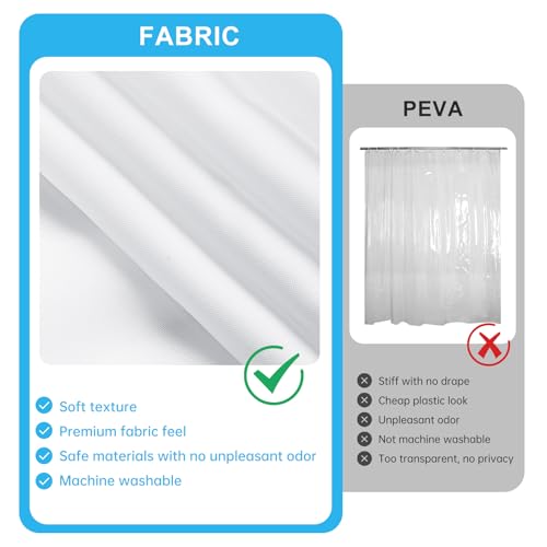 FY&XZH Shower Curtain Liner - Waterproof Fabric Shower Curtain Liner, Machine Washable, Magnetic Weighted Bottom,Soft Cloth Bathroom Shower Liner (White) - size: 72"W x 66"L (Pack of 1)
