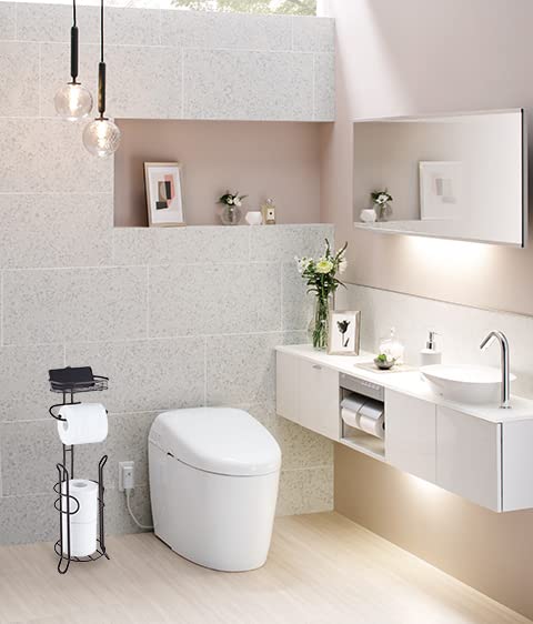 SunnyPoint Bathroom Heavyweight Toilet Tissue Paper Roll Storage Holder Stand with Reserve and Shelve, The Reserve Area Has Enough Space to Store Mega Rolls. (Bronze) - color: Orb
