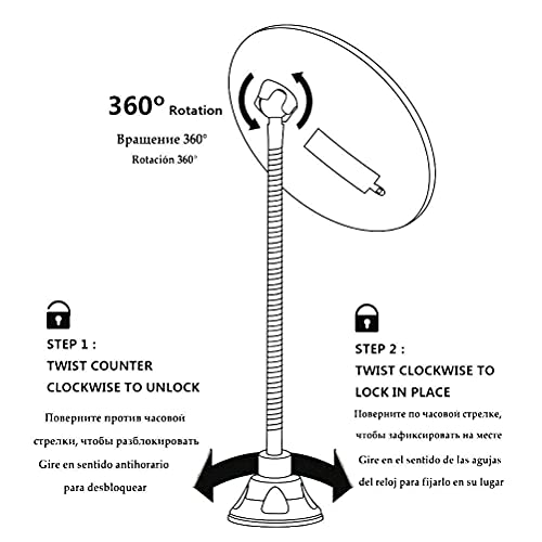 Makeup Mirror with LED Light and Suction Cup 360 Degree Swivel Flexible Gooseneck 10X Magnifying Mirror Travel and Home Bathroom Vanity Mirror (White)