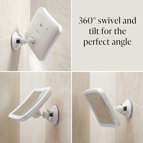 Fancii 10X Magnifying Lighted Makeup Mirror - Daylight LED Vanity Mirror - Compact, Cordless, Locking Suction, 6.5" Wide, 360 Rotation, Portable Illuminated Bathroom Mirror (Square)