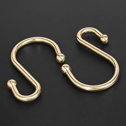 Shower Curtain Hooks, Set of 12 Rust Proof S Shaped Decorative Shower Curtain Rings,Multi-Purpose Hangers S Hooks (Gold) - color: Gold