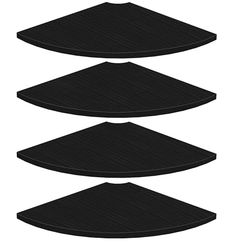 Homode Corner Shelf Wall Mount, 4 Tier Rounded Corner Floating Shelves, 12 Inch Deep Hanging Corner Shelf Storage, Wood Corner Wall Shelving for Living Room Bedroom Bathroom Kitchen, Black - color: Black, size: Set of 4