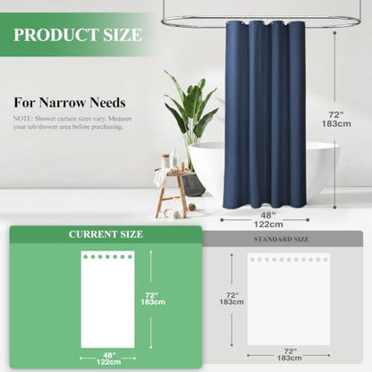 Stall Waffle Shower Curtain 256 GSM Heavy Fabric 48x72 Navy Blue | 48 Inch Wide, Thick Polyester Cloth, Weighted Hem, Water Repellent, Washable Hotel Shower Curtain Set for Bathroom 8 Hooks - color: Navy Blue, size: 48"W x 72"L (Pack of 1)