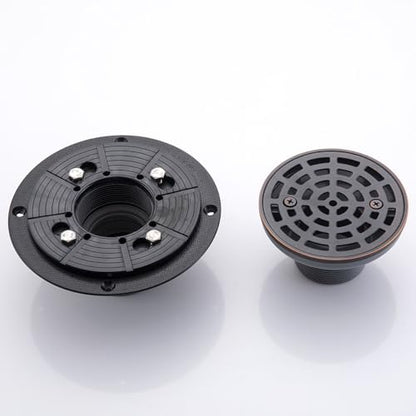 RANDOM Round Shower Drain SUS304 Stainless Steel Oil Rubbed Bronze Shower Drain 4 inch with Adjustable PVC Base Flange,Shower Floor Drain with Removable Cover Grid Grate - color: A-oil Rubbed Bronze-4″ Round With Base Flange