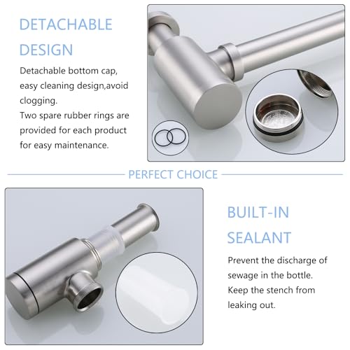 Bathroom Brass Contemporary Round Bottle P Trap 1-1/4, Lavatory Adjustable Basin Sink Waste Drain P-Trap Kit, General US Standard, Brushed Nickel SW-83888BN. - color: T02-brushed Nickel