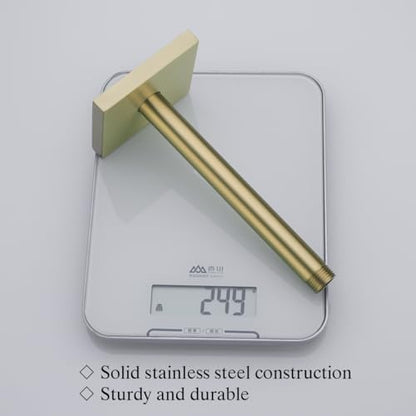 RANDOM Straight Shower Arm with Flange,Gold 8 Inches Ceiling Mount Shower Head Extension Arm,Brushed Gold.RD-91038-8BG-SQ - color: 8″ Brushed Gold(Square Flange)