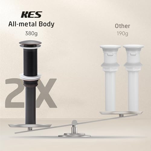 KES Oil Rubbed Bronze Bathroom Sink Drain with Extended Thread, All Metal | Pop Up Drain Stopper without Overflow for Thicker Vessel Sinks and Countertops, Brass and Stainless Steel, S2022D-ORB - color: Oil Rubbed Bronze, style: NO Overflow, Long Thread