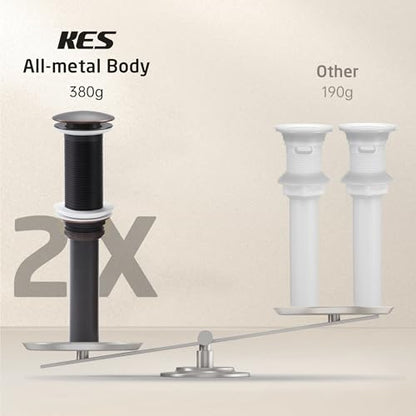 KES Oil Rubbed Bronze Bathroom Sink Drain with Extended Thread, All Metal | Pop Up Drain Stopper without Overflow for Thicker Vessel Sinks and Countertops, Brass and Stainless Steel, S2022D-ORB - color: Oil Rubbed Bronze, style: NO Overflow, Long Thread