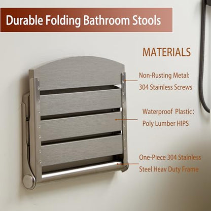 17.5" Folding Shower Seat Wall Mounted,Foldable Shower Bench,Fold Down Shower Seat,Folding Shower Seat Bench,Wall Mount Shower Seat Bench Chair (Grey) - color: Grey