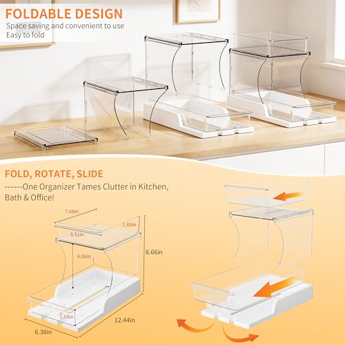 Attelite Makeup Organizer 2-Tier Rotating Design Cosmetics Storage with 180 Rotation Sturdy Durable Versatile Perfume Vanity Organizer for Countertops, Bathrooms, Office Supplies 2 Pack White - size: 2 pack