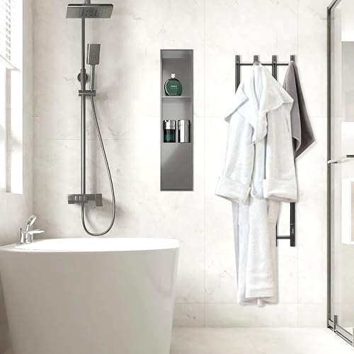 Towel Warmer Wall Mounted 43-Inch Four Towel Bar with Built-in Timer, Electric Stainless Steel Heated Towel Racks for Bathroom, Matte Black