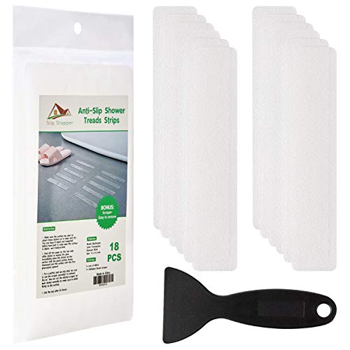 Non Slip Bathtub Strips 18 PCS Larger Adhesive Anti Slip Shower Stickers for Bath Tub,Bathroom,Stairs with Premium Scraper - color: Clear