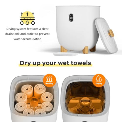 IDEALHOUSE 20L Towel Warmer Bucket for Bathroom, Large Capacity Hot Air Towel Dryer,Blanket Heater Towel Warmers Bucket,One-Piece Space-Saving Design,Portable Housewarming Luxury Spa Gift at Home - color: 20l White