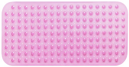 Large Non-Slip Bathtub & Shower Mat 31”x16” (Smooth/Non-Textured Tubs Only) Safe, Clean, Machine-Washable, Superior Grip&Drainage, Vinyl, Transparent Pink - color: Transparent Pink, size: Large (31"x16")