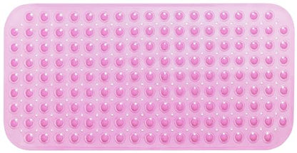 Large Non-Slip Bathtub & Shower Mat 31”x16” (Smooth/Non-Textured Tubs Only) Safe, Clean, Machine-Washable, Superior Grip&Drainage, Vinyl, Transparent Pink - color: Transparent Pink, size: Large (31"x16")