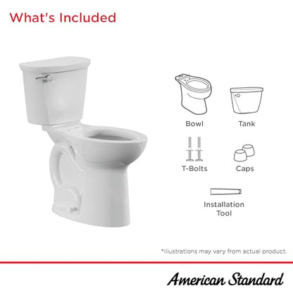 American Standard Cadet PRO Two Piece Elongated Toilet, 1.28 GPF, White - size: 12" rough-in