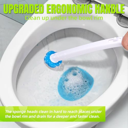 Disposable Toilet Brush Cleaning System with 54pcs Refills Pads, Toilet Wand Kit, Toilet Bowl Cleaner Brush for Bathroom Maintenance (2-Set) - size: 2 Brush+54 Refills