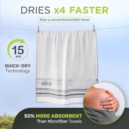 100% Cotton Quick Dry Large Travel Towel - Soft, Thin, Compact, Highly Absorbent, Lightweight Camping Towel for Beach, Gym, Bath, Shower, Swimming, Dorm, RV - White - color: Large White