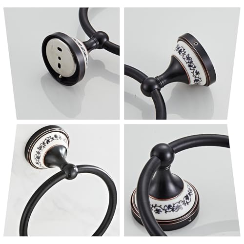 Black Towel Ring Zinc Alloy Bathroom Kitchen Hand Ring Wall Mounted Bathroom Kitchen Towel Rack Heavy Duty Towel Hanger for Bath YIGUANXIN - color: Black, size: Towel Ring