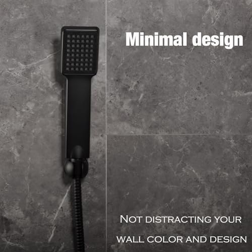 Hand held Shower Wand Holder - All Metal- 2 Ways Installation - Bathroom Wall mounted for Permanent Fixture, Minimal Shower bracket Holder - Matte Black - color: Matte Black
