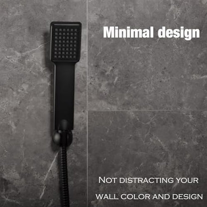 Hand held Shower Wand Holder - All Metal- 2 Ways Installation - Bathroom Wall mounted for Permanent Fixture, Minimal Shower bracket Holder - Matte Black - color: Matte Black