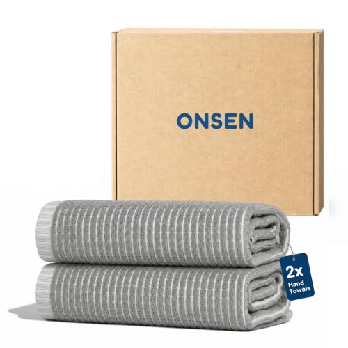 ONSEN Sculpted Terry Hand Towels, 100% American Cotton, Quick Dry Lint Free, Lightweight Absorbent Hand Towel Set with Hanging Loop, 20x30 in (Grey Fog, 2X Hand Towel) - color: Grey Fog, size: 2X Hand Towel