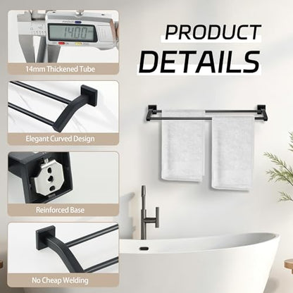 Alise Double Towel Bar,28" Towel Rack for Bathroom Wall Mounted,Matte Black | SUS304 Stainless Steel Bathroom Towel Holder, Quick Drying Towel Hanger Towel Rod, Useable Length 26.9" - color: Matte Black, size: 28-Inch(Joining Process)