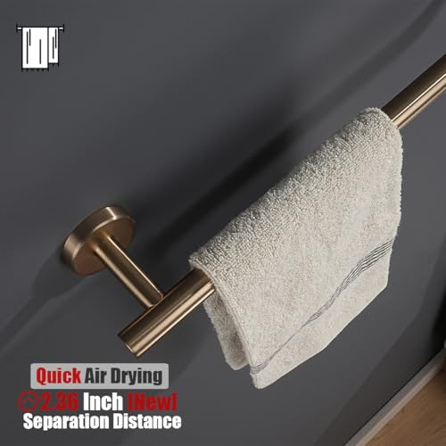 JQK Champagne Bronze Towel Bar, 15 Inch 304 Stainless Steel Thicken 0.8mm Towel Rack Bathroom, Towel Holder Wall Mount, Useable Length 12 Inch, TB110L12-CB - color: Champagne Bronze, size: 15 Inch