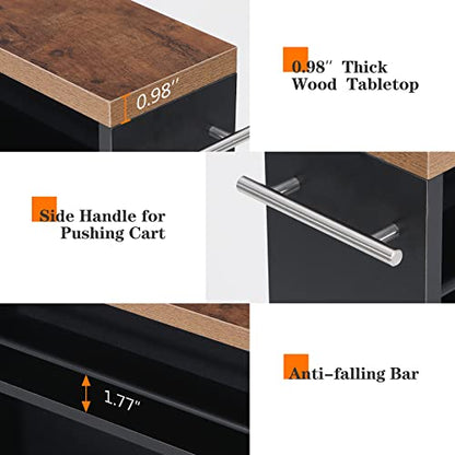Tribesigns Slim Storage Cart, Rolling Narrow Kitchen Cart on Wheels for Small Place, 4-Tier Slide Out Slim Utility Cart Skinny Laundry Cart with Handle for Kitchen, Bathroom, Laundry - style: Rustic