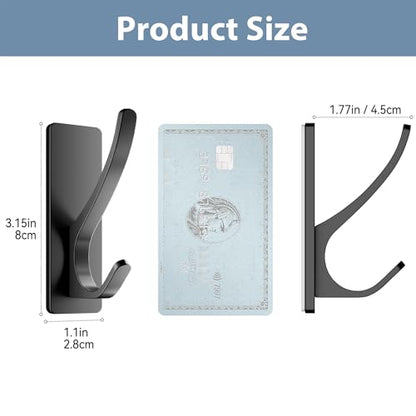 Self Adhesive Towel Hooks: Extra Strong 13LB, Stainless Hook for Hanging Loofah, Towels, Coat, Bath Robe Bathroom Shower, Black, 4 Pack - color: Black, size: 4 Pack