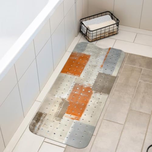 LNOND Orange Bathtub Mat Non Slip, 40 X 16 Inch Tub Mat for Bathroom, Abstract Art Bath Tub Shower Mat with Drain Holes and Suction Cups - color: Turquoise