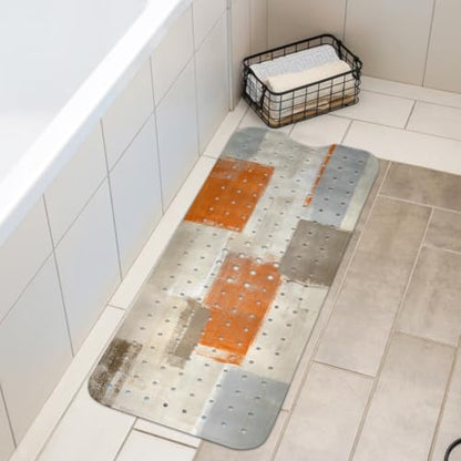 LNOND Orange Bathtub Mat Non Slip, 40 X 16 Inch Tub Mat for Bathroom, Abstract Art Bath Tub Shower Mat with Drain Holes and Suction Cups - color: Turquoise