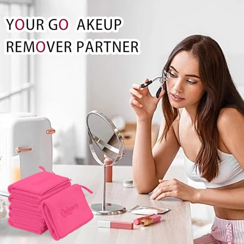 Makeup Remover Washcloths, 6 Pack Microfiber Face Towels, Plush & Thick, Ultra Soft Reusable Towels for Face & Hands, Highly Absorbent & Gentle 12 x 12 Inches, Rose Pink - color: Rose Pink