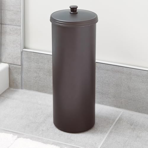 iDesign Freestanding Bathroom Toilet Paper Storage Holder, 2-Pack, Bronze | With Lid, Holds 3 Extra Rolls - color: Bronze, size: Pack of 2, style: Lid with Handle