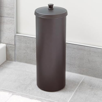 iDesign Freestanding Bathroom Toilet Paper Storage Holder, 2-Pack, Bronze | With Lid, Holds 3 Extra Rolls - color: Bronze, size: Pack of 2, style: Lid with Handle