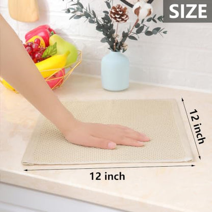 Homaxy 100% Cotton Waffle Weave Kitchen Dish Cloths, 9-Pack, Beige | Ultra Soft Absorbent Dish Towels, Quick Drying Dish Rags with Hanging Loop, 12 x 12 Inches - color: Beige, size: 12 x 12 - 9 Pack