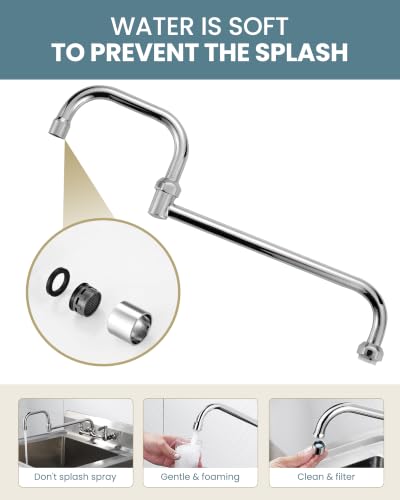 Commercial Faucet Swivel Spout Replacement: iVIGA 18“ Add-on Swing Nozzle - Chrome Polished Spout Replacement For Commercial Kitchen Sink Faucet - 1.8gpm/ 2.2gpm Aerator - G3/4 Internal Thread - size: 18 Inch