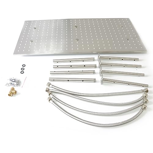 2-Functions Luxury High Pressure Rain Shower Head, 16"x32" Large Ceiling Full Body Shower Head with Silicone Nozzles Rectangle Mist Showerhead, Brushed Nickel Finish - color: Brushed Nickel, style: 2 Modes - Rainfall&Mist