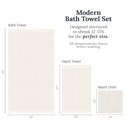 GILDEN TREE Waffle Towel Set Quick Dry Thin | 2 Bath Towels | 2 Hand Towels | 2 Washcloths, Modern Style (Cream) - color: Cream, size: Bath Towel Set