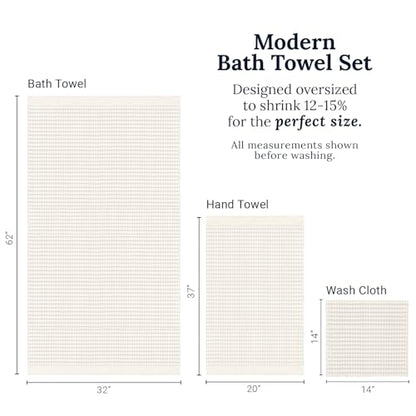 GILDEN TREE Waffle Towel Set Quick Dry Thin | 2 Bath Towels | 2 Hand Towels | 2 Washcloths, Modern Style (Cream) - color: Cream, size: Bath Towel Set