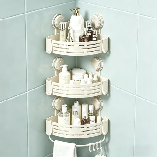 LOOCH 3 Pack Corner Shower Caddy Organizer Space-Saving Shelves | Rustproof stainless corner shelves for inside shower with strong adhesive rust-resistant easy install heavy duty max load