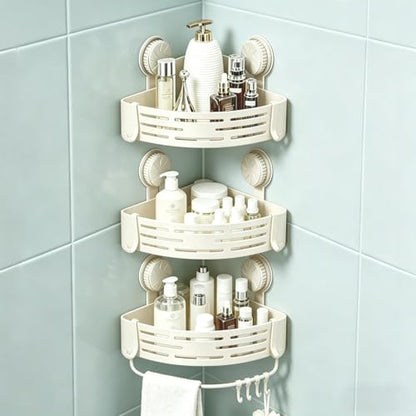 LOOCH 3 Pack Corner Shower Caddy Organizer Space-Saving Shelves | Rustproof stainless corner shelves for inside shower with strong adhesive rust-resistant easy install heavy duty max load
